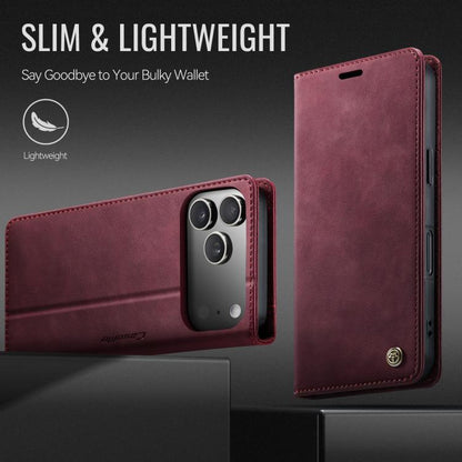 For iPhone 17 Pro Max CaseMe 033 Calf Leather Lining Microfibre RFID Blocking Phone Case(Red) - iPhone 17 Pro Max Cases by CaseMe | Online Shopping UK | buy2fix