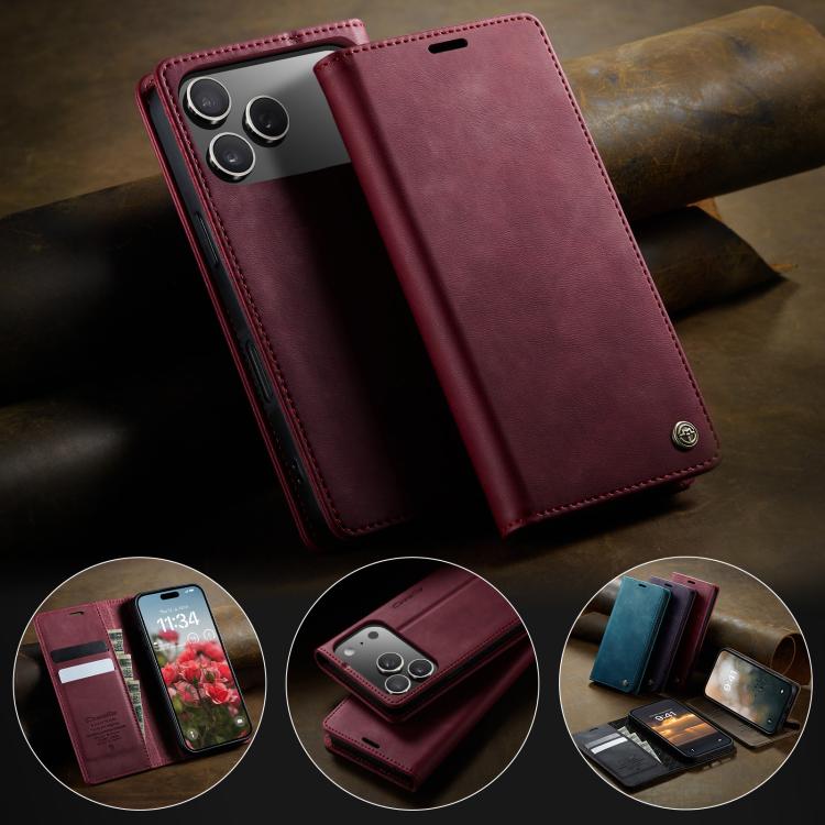 For iPhone 17 Pro Max CaseMe 033 Calf Leather Lining Microfibre RFID Blocking Phone Case(Red) - iPhone 17 Pro Max Cases by CaseMe | Online Shopping UK | buy2fix