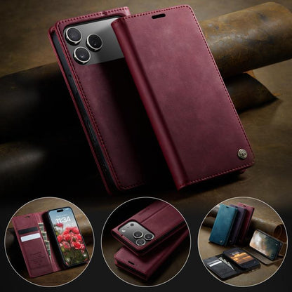 For iPhone 17 Pro Max CaseMe 033 Calf Leather Lining Microfibre RFID Blocking Phone Case(Red) - iPhone 17 Pro Max Cases by CaseMe | Online Shopping UK | buy2fix