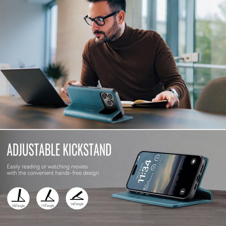 For iPhone 17 Pro Max CaseMe 033 Calf Leather Lining Microfibre RFID Blocking Phone Case(Green) - iPhone 17 Pro Max Cases by CaseMe | Online Shopping UK | buy2fix