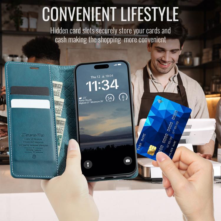 For iPhone 17 Pro Max CaseMe 033 Calf Leather Lining Microfibre RFID Blocking Phone Case(Green) - iPhone 17 Pro Max Cases by CaseMe | Online Shopping UK | buy2fix