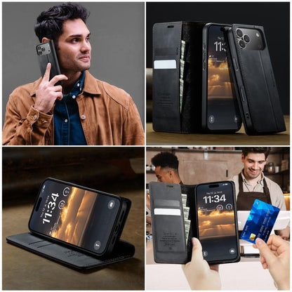 For iPhone 17 Pro CaseMe 033 Calf Leather Lining Microfibre RFID Blocking Phone Case(Black) - iPhone 17 Pro Cases by CaseMe | Online Shopping UK | buy2fix