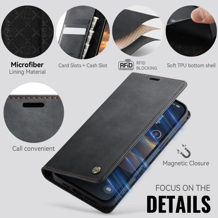 For iPhone 17 Pro CaseMe 033 Calf Leather Lining Microfibre RFID Blocking Phone Case(Black) - iPhone 17 Pro Cases by CaseMe | Online Shopping UK | buy2fix
