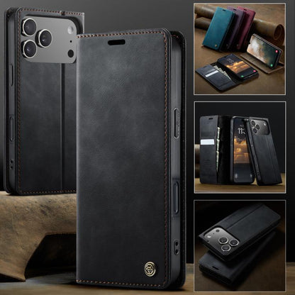 For iPhone 17 Pro CaseMe 033 Calf Leather Lining Microfibre RFID Blocking Phone Case(Black) - iPhone 17 Pro Cases by CaseMe | Online Shopping UK | buy2fix
