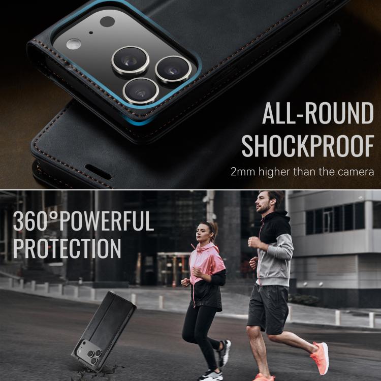 For iPhone 17 Pro CaseMe 033 Calf Leather Lining Microfibre RFID Blocking Phone Case(Black) - iPhone 17 Pro Cases by CaseMe | Online Shopping UK | buy2fix