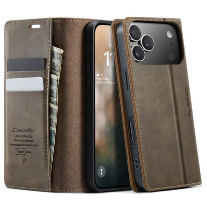 For iPhone 17 Pro CaseMe 033 Calf Leather Lining Microfibre RFID Blocking Phone Case(Coffee) - iPhone 17 Pro Cases by CaseMe | Online Shopping UK | buy2fix