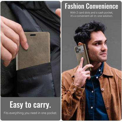 For iPhone 17 Pro CaseMe 033 Calf Leather Lining Microfibre RFID Blocking Phone Case(Coffee) - iPhone 17 Pro Cases by CaseMe | Online Shopping UK | buy2fix