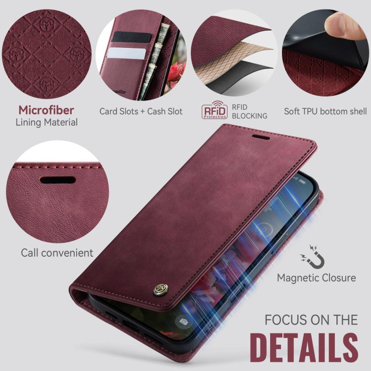 For iPhone 17 Pro CaseMe 033 Calf Leather Lining Microfibre RFID Blocking Phone Case(Red) - iPhone 17 Pro Cases by CaseMe | Online Shopping UK | buy2fix