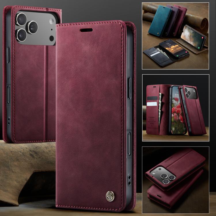 For iPhone 17 Pro CaseMe 033 Calf Leather Lining Microfibre RFID Blocking Phone Case(Red) - iPhone 17 Pro Cases by CaseMe | Online Shopping UK | buy2fix