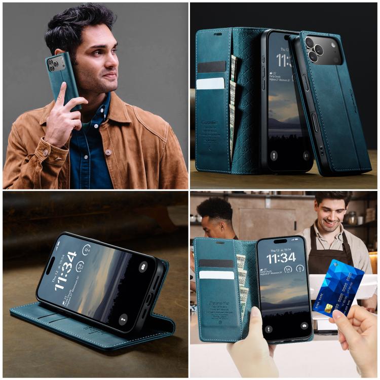 For iPhone 17 Pro CaseMe 033 Calf Leather Lining Microfibre RFID Blocking Phone Case(Green) - iPhone 17 Pro Cases by CaseMe | Online Shopping UK | buy2fix