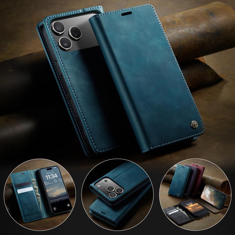 For iPhone 17 Pro CaseMe 033 Calf Leather Lining Microfibre RFID Blocking Phone Case(Green) - iPhone 17 Pro Cases by CaseMe | Online Shopping UK | buy2fix