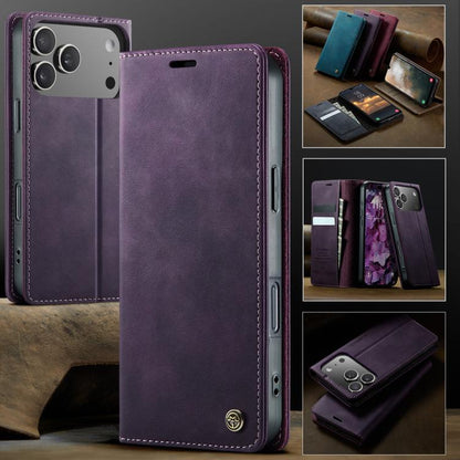 For iPhone 17 Pro CaseMe 033 Calf Leather Lining Microfibre RFID Blocking Phone Case(Purple) - iPhone 17 Pro Cases by CaseMe | Online Shopping UK | buy2fix