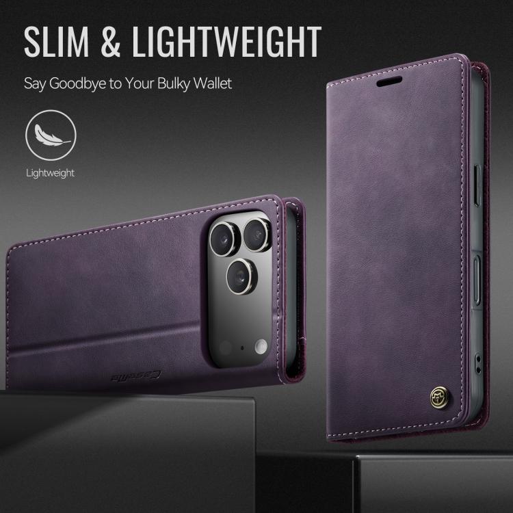 For iPhone 17 Pro CaseMe 033 Calf Leather Lining Microfibre RFID Blocking Phone Case(Purple) - iPhone 17 Pro Cases by CaseMe | Online Shopping UK | buy2fix