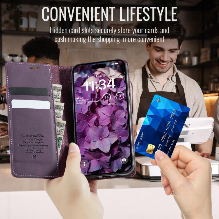 For iPhone 17 Pro CaseMe 033 Calf Leather Lining Microfibre RFID Blocking Phone Case(Purple) - iPhone 17 Pro Cases by CaseMe | Online Shopping UK | buy2fix