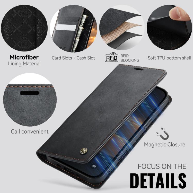 For iPhone Air CaseMe 033 Calf Leather Lining Microfibre RFID Blocking Phone Case(Black) - iPhone Air Cases by CaseMe | Online Shopping UK | buy2fix