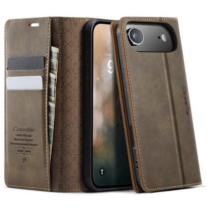 For iPhone 17 Air CaseMe 033 Calf Leather Lining Microfibre RFID Blocking Phone Case(Coffee) - iPhone 17 Air Cases by CaseMe | Online Shopping UK | buy2fix