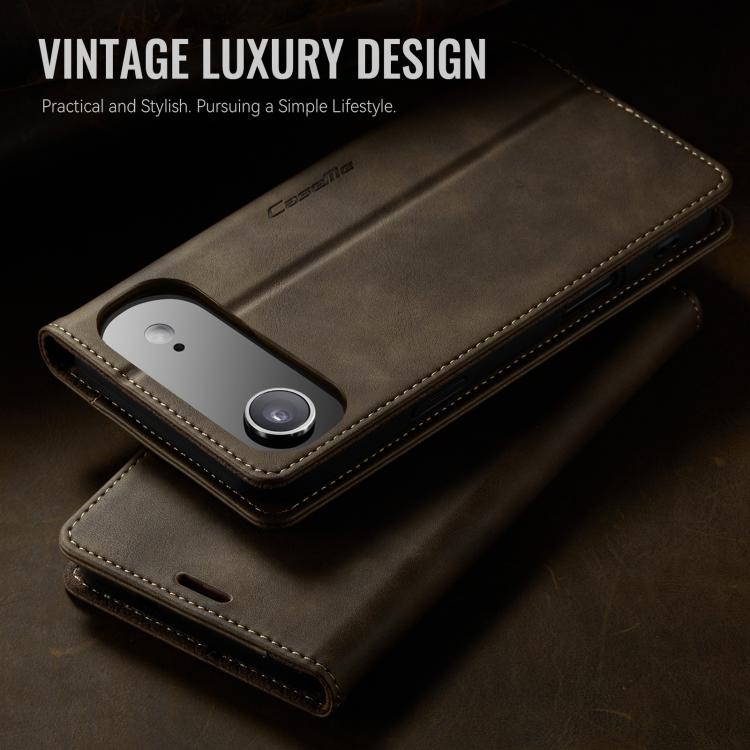 For iPhone 17 Air CaseMe 033 Calf Leather Lining Microfibre RFID Blocking Phone Case(Coffee) - iPhone 17 Air Cases by CaseMe | Online Shopping UK | buy2fix