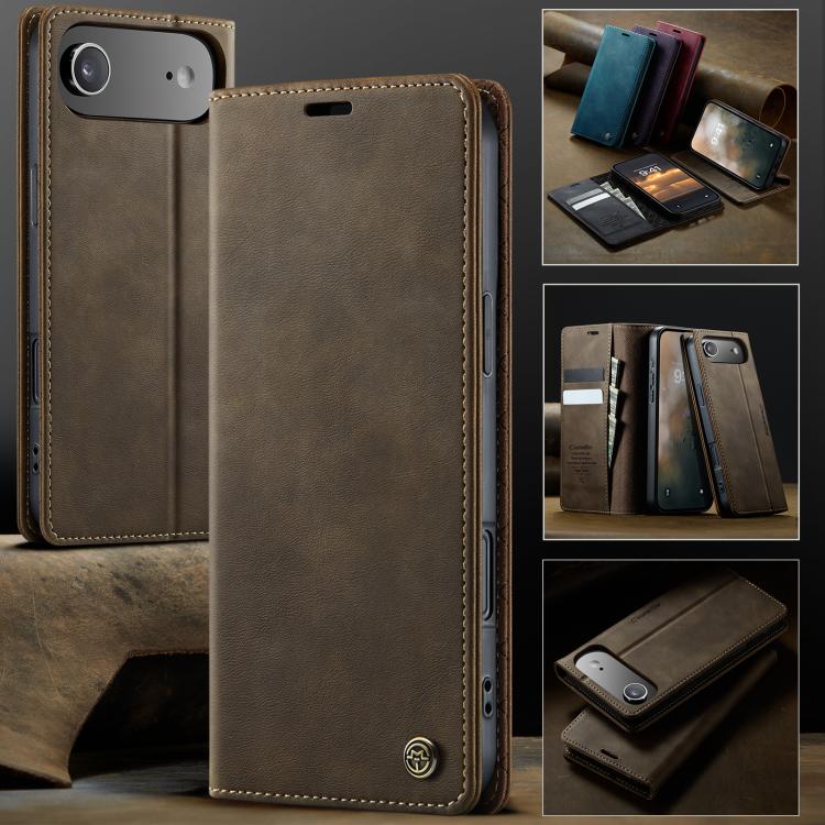 For iPhone 17 Air CaseMe 033 Calf Leather Lining Microfibre RFID Blocking Phone Case(Coffee) - iPhone 17 Air Cases by CaseMe | Online Shopping UK | buy2fix