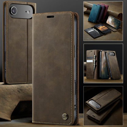 For iPhone 17 Air CaseMe 033 Calf Leather Lining Microfibre RFID Blocking Phone Case(Coffee) - iPhone 17 Air Cases by CaseMe | Online Shopping UK | buy2fix