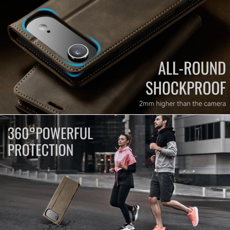 For iPhone 17 Air CaseMe 033 Calf Leather Lining Microfibre RFID Blocking Phone Case(Coffee) - iPhone 17 Air Cases by CaseMe | Online Shopping UK | buy2fix