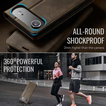 For iPhone 17 Air CaseMe 033 Calf Leather Lining Microfibre RFID Blocking Phone Case(Coffee) - iPhone 17 Air Cases by CaseMe | Online Shopping UK | buy2fix