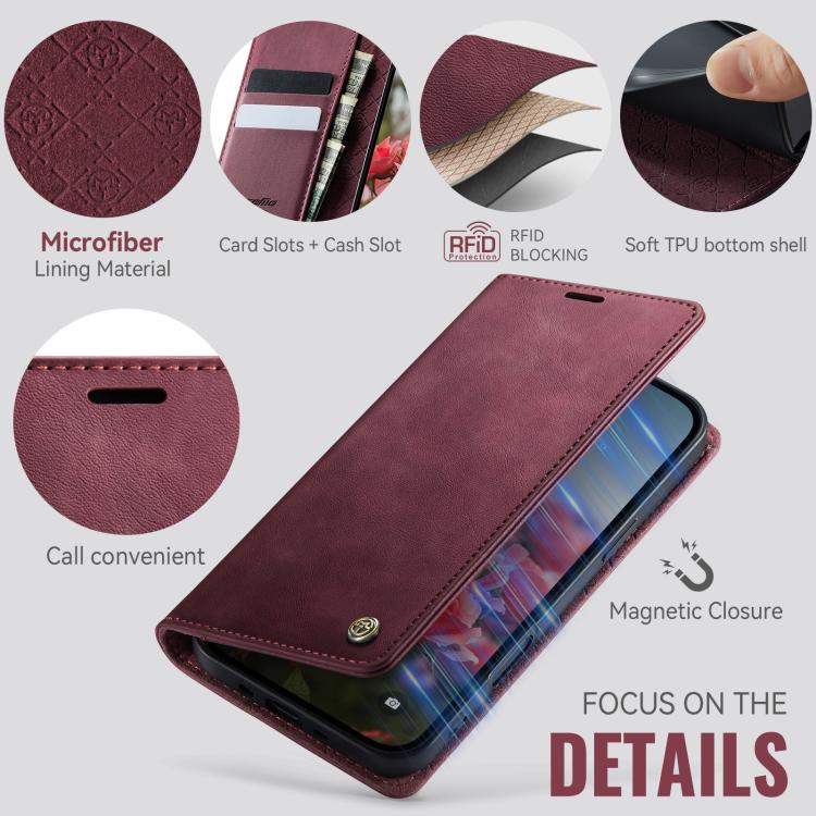 For iPhone Air CaseMe 033 Calf Leather Lining Microfibre RFID Blocking Phone Case(Red) - iPhone Air Cases by CaseMe | Online Shopping UK | buy2fix