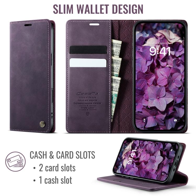 For iPhone Air CaseMe 033 Calf Leather Lining Microfibre RFID Blocking Phone Case(Purple) - iPhone Air Cases by CaseMe | Online Shopping UK | buy2fix