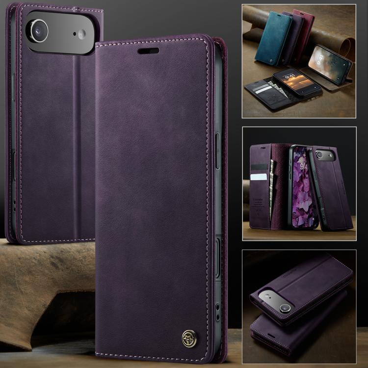 For iPhone Air CaseMe 033 Calf Leather Lining Microfibre RFID Blocking Phone Case(Purple) - iPhone Air Cases by CaseMe | Online Shopping UK | buy2fix