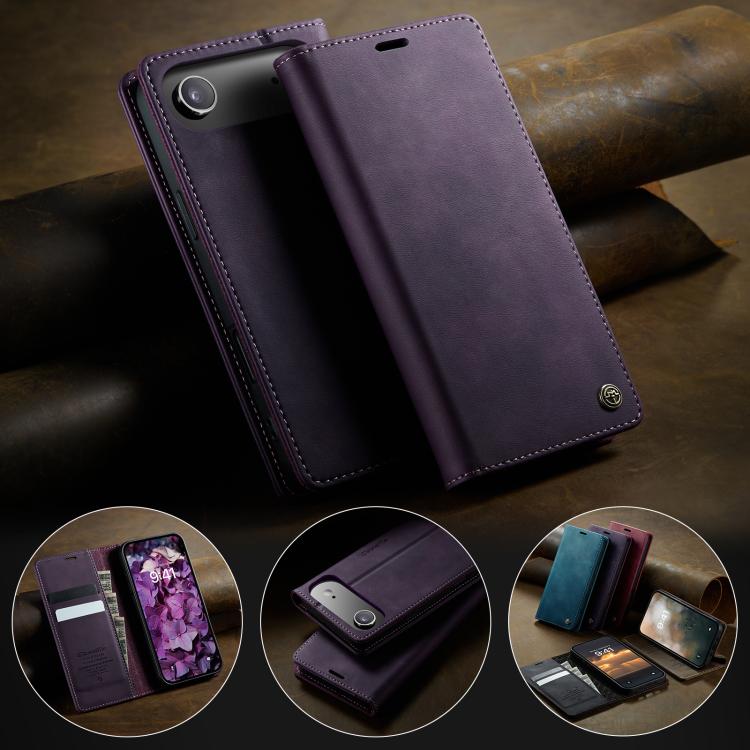 For iPhone Air CaseMe 033 Calf Leather Lining Microfibre RFID Blocking Phone Case(Purple) - iPhone Air Cases by CaseMe | Online Shopping UK | buy2fix