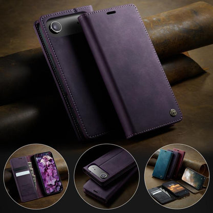 For iPhone Air CaseMe 033 Calf Leather Lining Microfibre RFID Blocking Phone Case(Purple) - iPhone Air Cases by CaseMe | Online Shopping UK | buy2fix