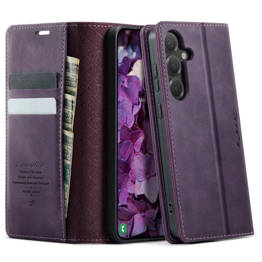 For Samsung Galaxy S24+ / S25+ 5G CaseMe 033 Calf Leather Lining Microfibre RFID Blocking Phone Case(Purple)