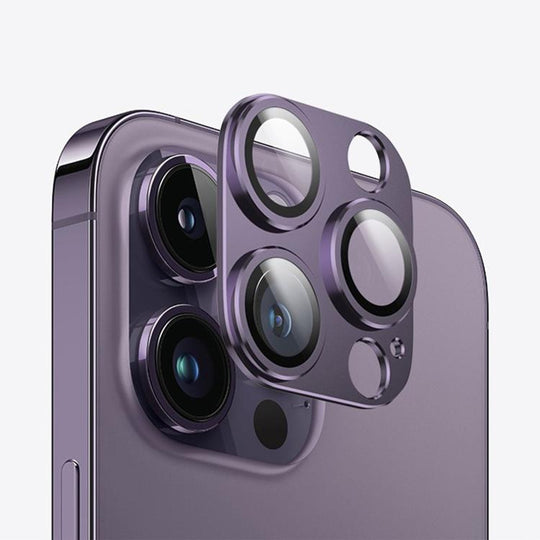 For iPhone 14 Pro Max Kalebol Armor Full-Coverage Metal Lens Ring Protector Film(Dark Purple)