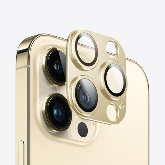 For iPhone 14 Pro Max Kalebol Armor Full-Coverage Metal Lens Ring Protector Film(Gold)