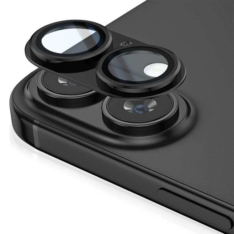 For iPhone 16 Plus Kalebol Armor Full-Coverage Metal Lens Ring Protector Film(Black) - iPhone 16 Plus Tempered Glass by Kalebol | Online Shopping UK | buy2fix