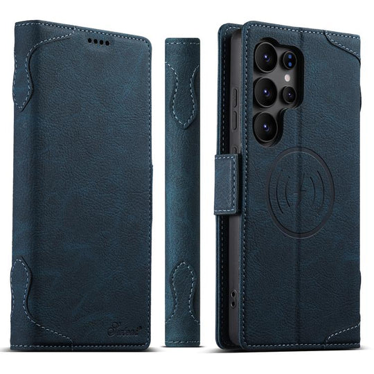 For Samsung Galaxy S25 Ultra 5G SUTENI J07 Multifunctional Horizontal Flip Magsafe Leather Phone Case(Blue)