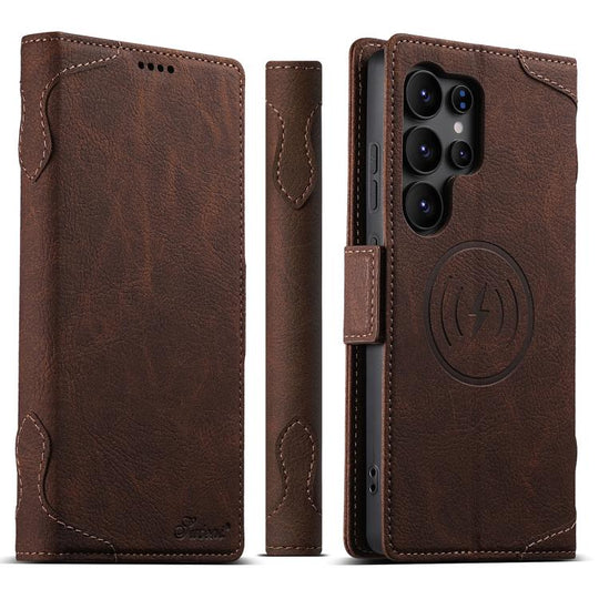For Samsung Galaxy S24 Ultra 5G SUTENI J07 Multifunctional Horizontal Flip Magsafe Leather Phone Case(Brown)