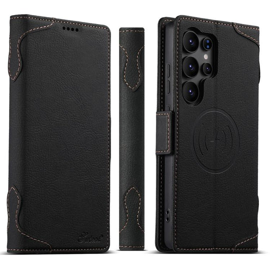 For Samsung Galaxy S23 Ultra 5G SUTENI J07 Multifunctional Horizontal Flip Magsafe Leather Phone Case(Black)