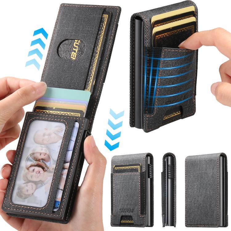 The Suteni denim pattern button automatically pops out the elastic band card box(Black) - Others Accessories by Suteni | Online Shopping UK | buy2fix