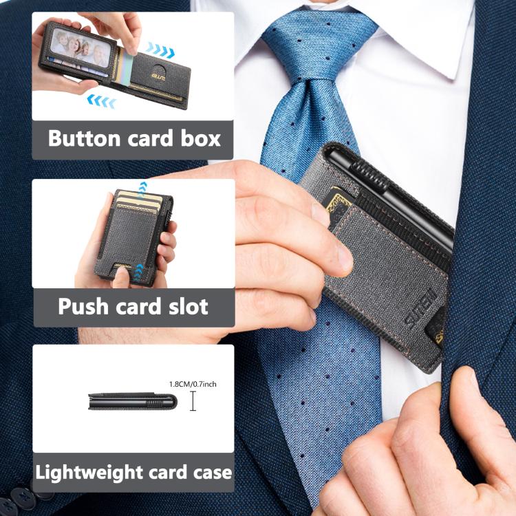 The Suteni denim pattern button automatically pops out the elastic band card box(Black) - Others Accessories by Suteni | Online Shopping UK | buy2fix