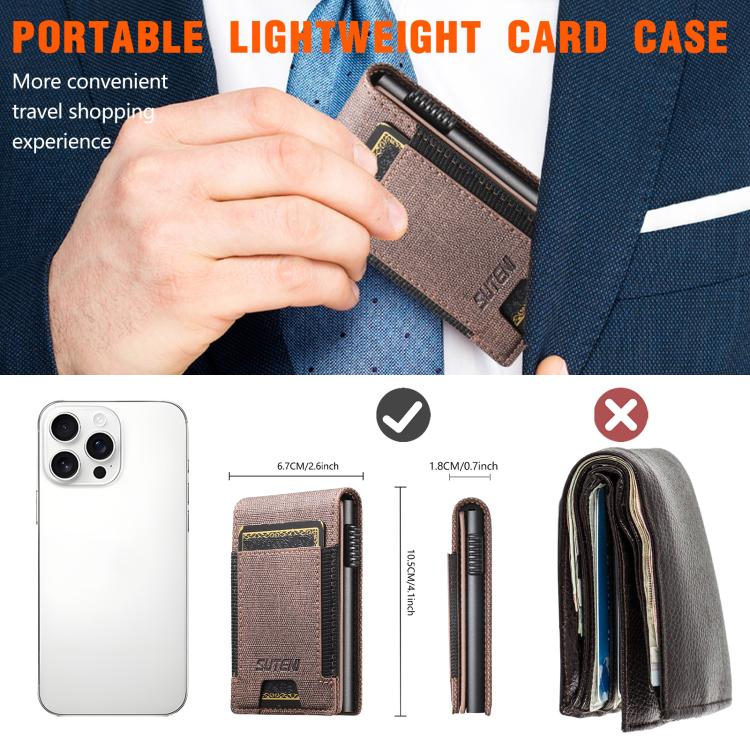 The Suteni denim pattern button automatically pops out the elastic band card box(Brown) - Others Accessories by Suteni | Online Shopping UK | buy2fix