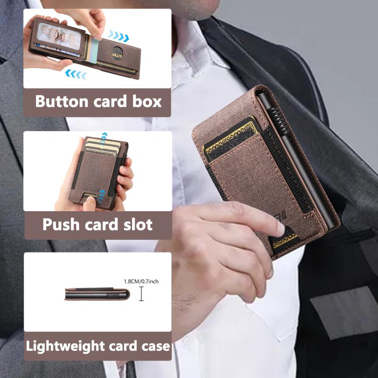 The Suteni denim pattern button automatically pops out the elastic band card box(Brown) - Others Accessories by Suteni | Online Shopping UK | buy2fix