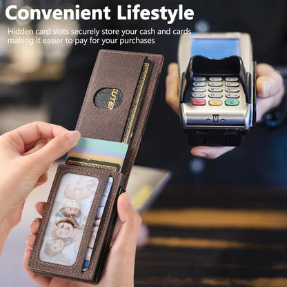 The Suteni denim pattern button automatically pops out the elastic band card box(Brown) - Others Accessories by Suteni | Online Shopping UK | buy2fix