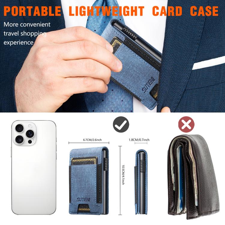 The Suteni denim pattern button automatically pops out the elastic band card box(Blue) - Others Accessories by Suteni | Online Shopping UK | buy2fix