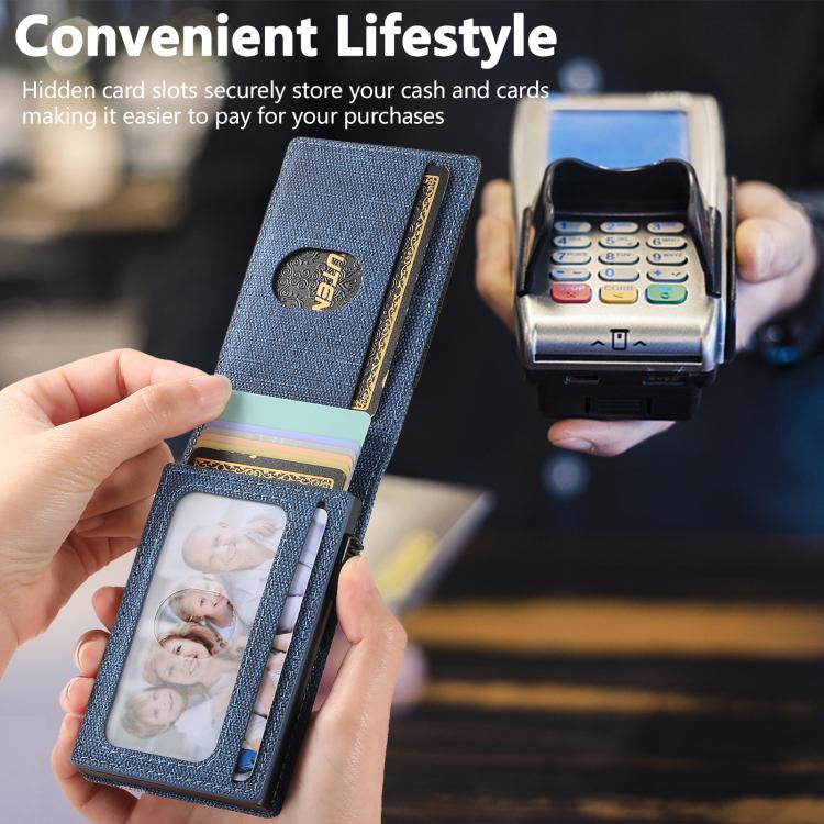 The Suteni denim pattern button automatically pops out the elastic band card box(Blue) - Others Accessories by Suteni | Online Shopping UK | buy2fix