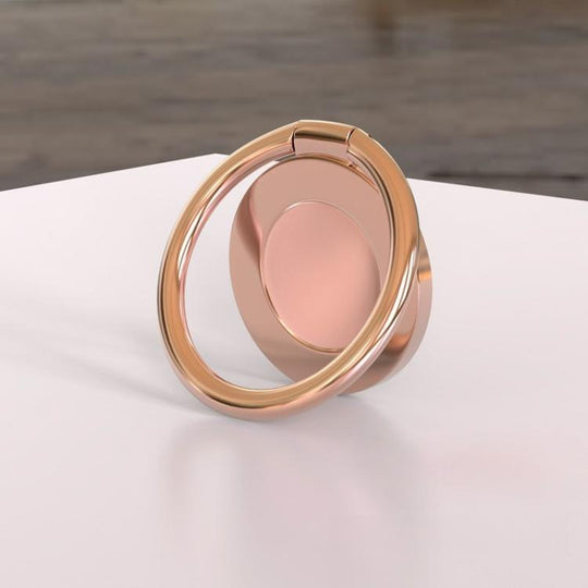 Universal Magnetic Suction Cup Thin Portable Cell Phone Ring Clip(Rose Gold)
