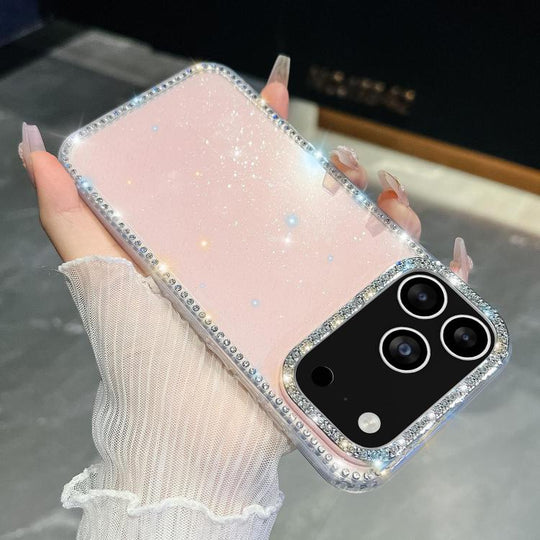 For iPhone 18 Pro Max / 17 Pro Max Rhinestone Glitter TPU 4-corners Anti-fall Phone Case(Light Pink)