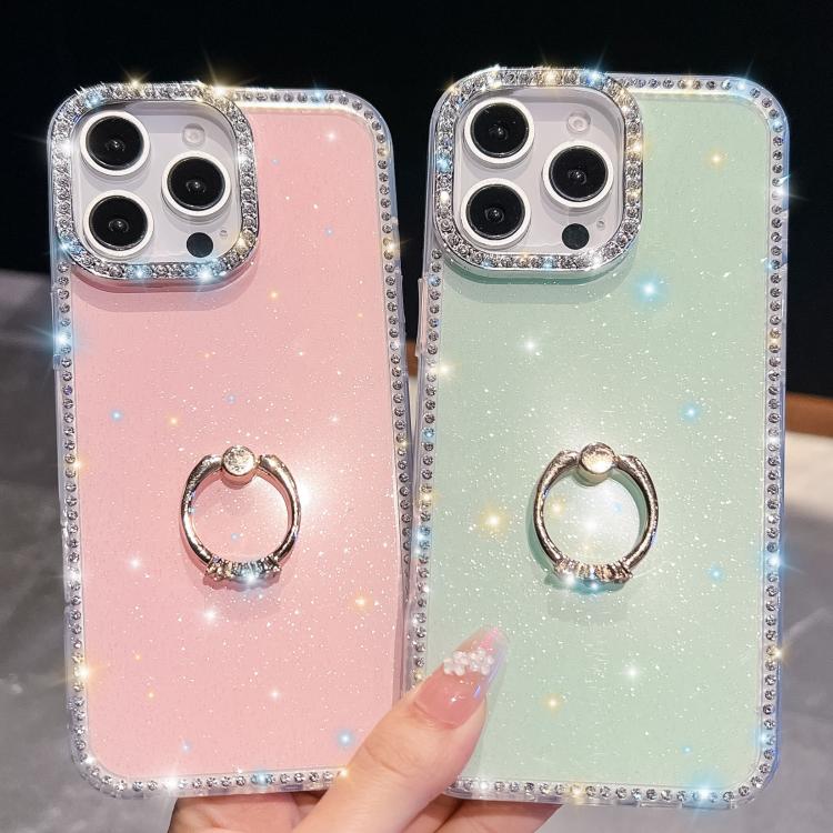 For iPhone Air Rhinestone Glitter TPU Ring Holder Anti-fall Phone Case(Light Pink) - iPhone Air Cases by buy2fix | Online Shopping UK | buy2fix