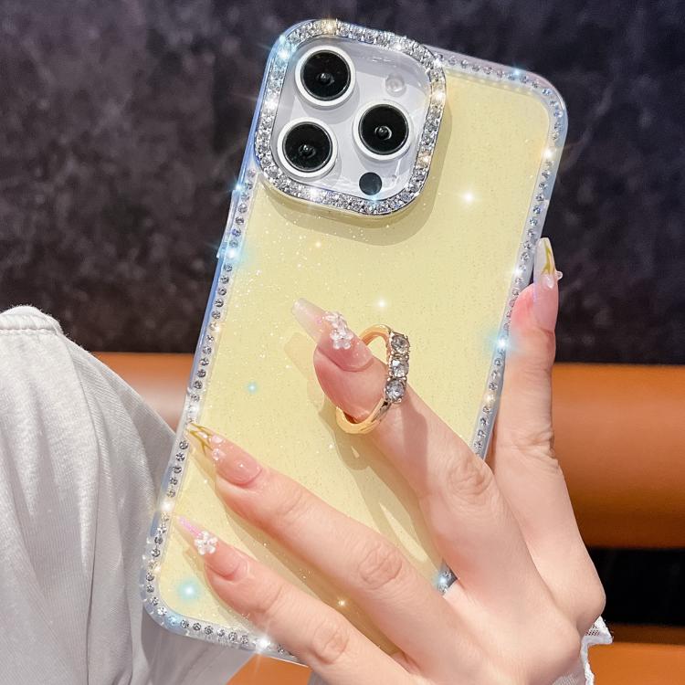 For iPhone Air Rhinestone Glitter TPU Ring Holder Anti-fall Phone Case(Light Yellow) - iPhone Air Cases by buy2fix | Online Shopping UK | buy2fix