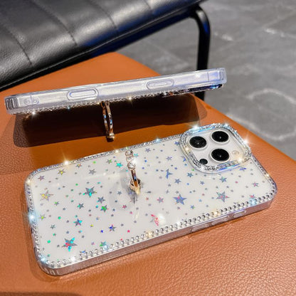 For iPhone Air Rhinestone Glitter TPU Ring Holder Anti-fall Phone Case(Light Yellow) - iPhone Air Cases by buy2fix | Online Shopping UK | buy2fix
