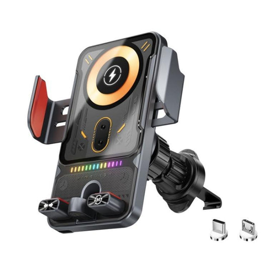 SD19 Wireless Charger 15W Magnetic Fast Charging Car Air Vent Mount Phone Holder(Grey) - Wireless Charger Holders by buy2fix | Online Shopping UK | buy2fix